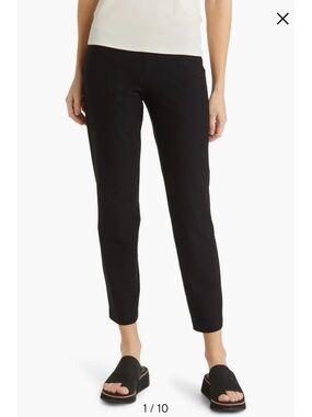 Eileen Fisher Women's Cropped High-Waisted Leggings Stretch Black Size XXL